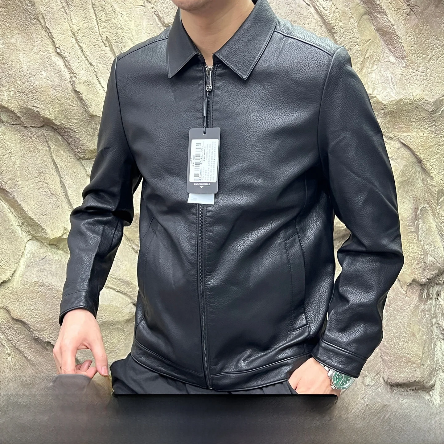 

Мужская новинка из эко-кожи Jaet, осенняя повседневная ветрозащитная застежка-молния, длинная подставка-стойка