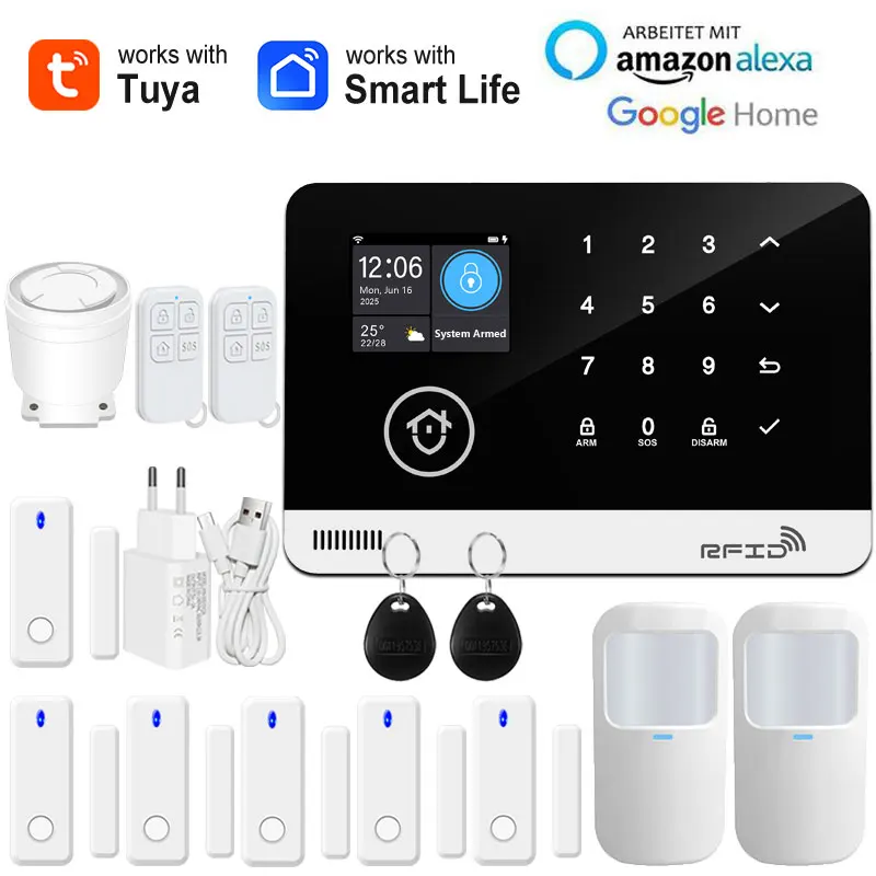 Tuya Smart WiFi GSM Home Security Alarm System - Touch Keyboard RFID APP Control Wireless Anti-Theft with Volume Adjustable image 3