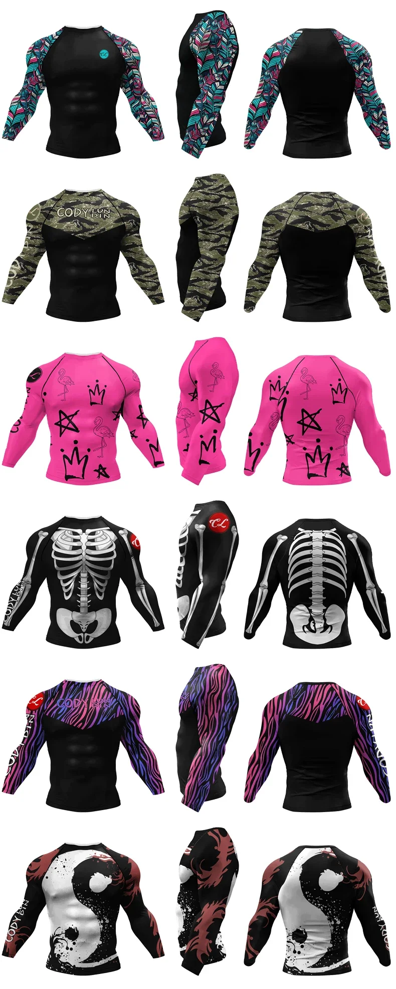 Beliebtes MMA Herren Rashguard Jiu Jitsu BJJ T-Shirt Langarm Fitness Muay Thai Boxen Sport Kompressions-Rashguard – Detail 3