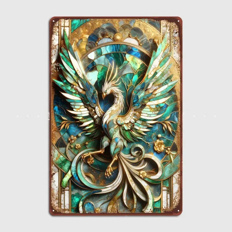 Abstract Phoenix Kintsugi Metal Wall Art Mural Tin Sign Vintage Vintage Home Decor Items For Bar Garage Game Room Decor Poster