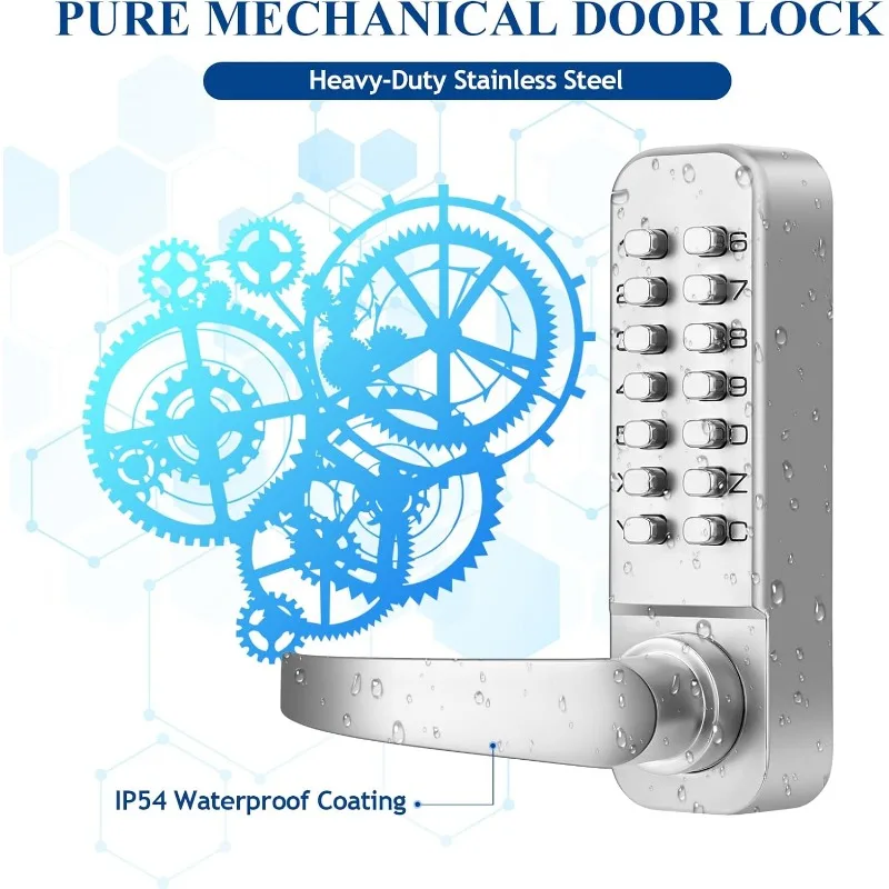 Mecânica Keyless Entry Door Lock com alça, porta do teclado, Code Lock Set