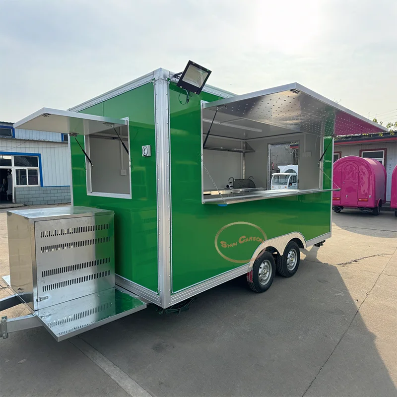 

Outdoor Food Trailer Hygienic Safe Fashionable And Attractive Catering Kitchen Wagon Mobile Grill Snack Bar