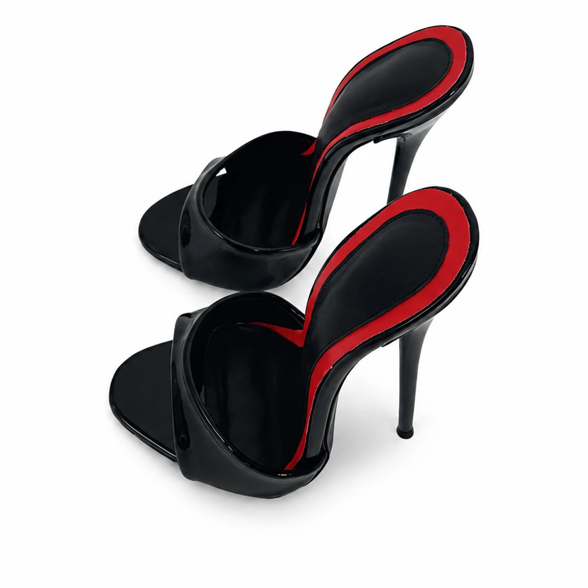 Sandalias de tacón alto con plataforma y diseño abierto en la punta, elegantes, con plantilla de color contrastante, fáciles de poner, ideales para salir de noche o a una fiesta.