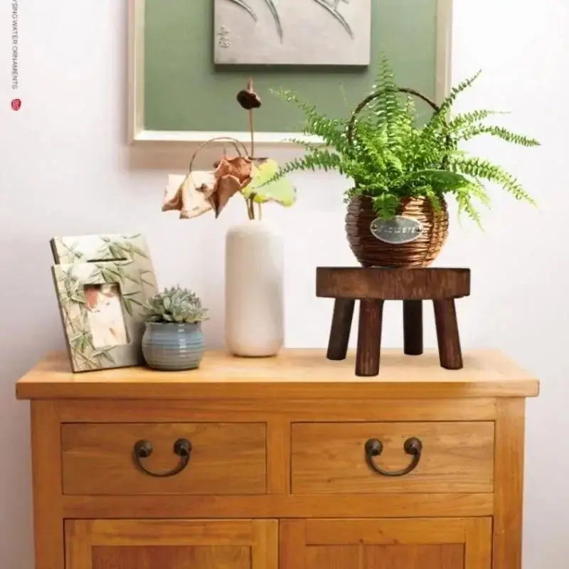 2026 Wooden Plant Stand Flower Pot Base Holder Stool Indoor Outdoor Garden Succulent Pots Tray Flower Display Plant Stand