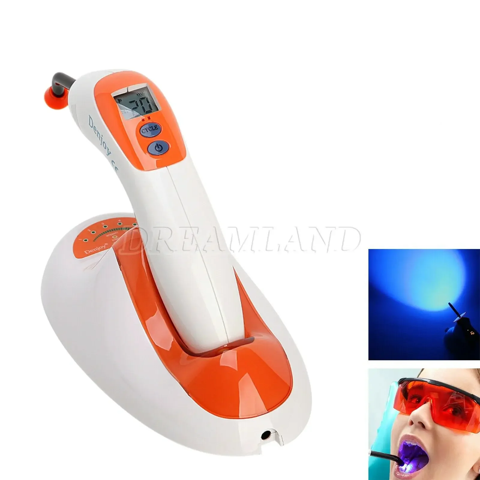 High Power Denjoy Dental Wireless Cordless 5W LED Curing Light Cure Lamp With Light Meter 2200mW