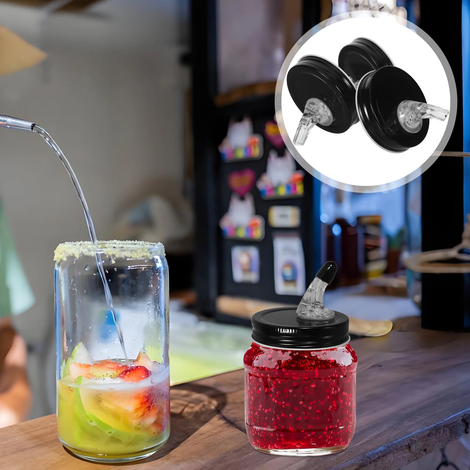 

3pcs Jar Pour Spout Lids Precision Control Dispenser For Wine Olive Oil Soy Sauce Anti-Drip Leakproof Sturdy Iron Acrylic