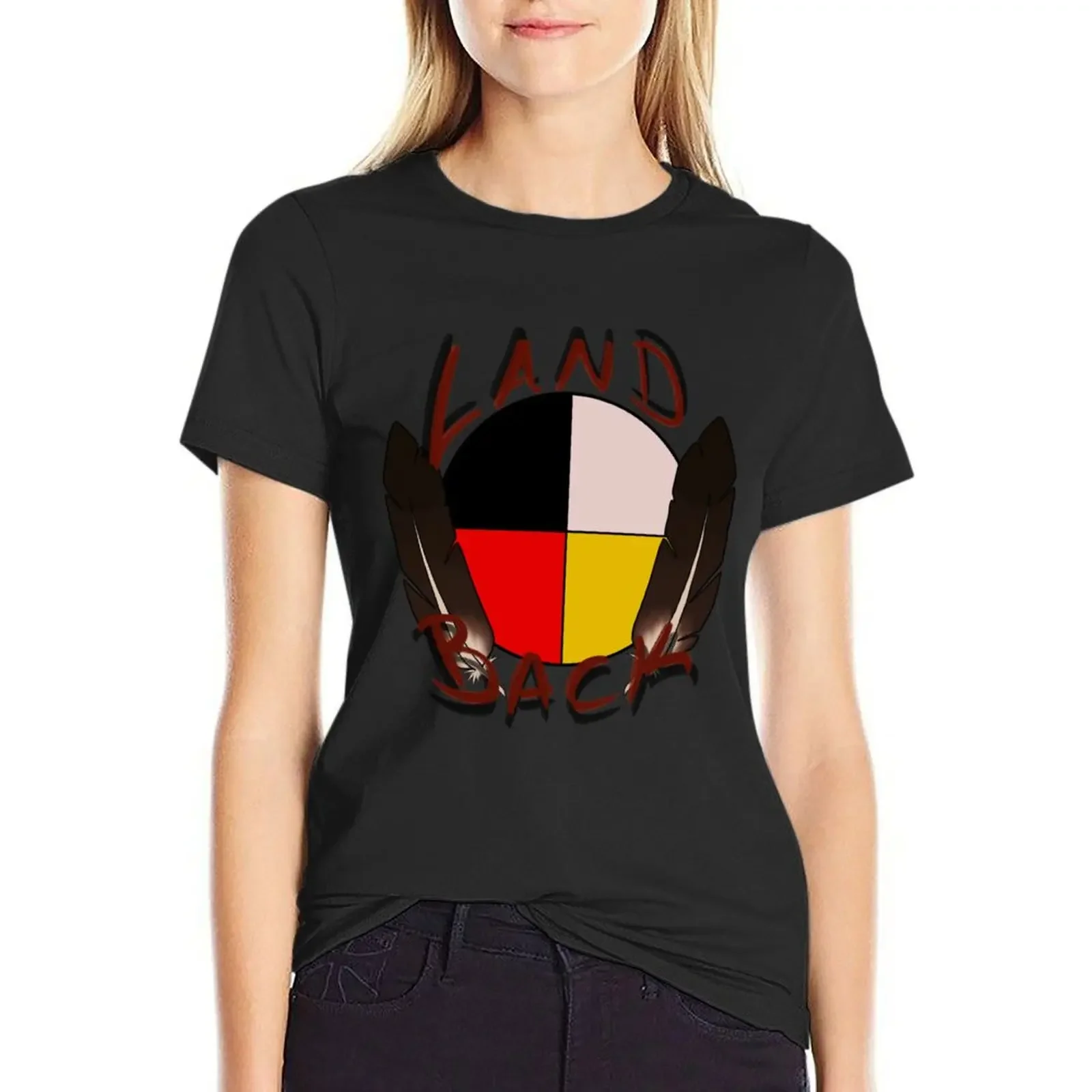 

Land Back T-Shirt summer top new edition customs design your own sweat t-shirts for Women graphic tees