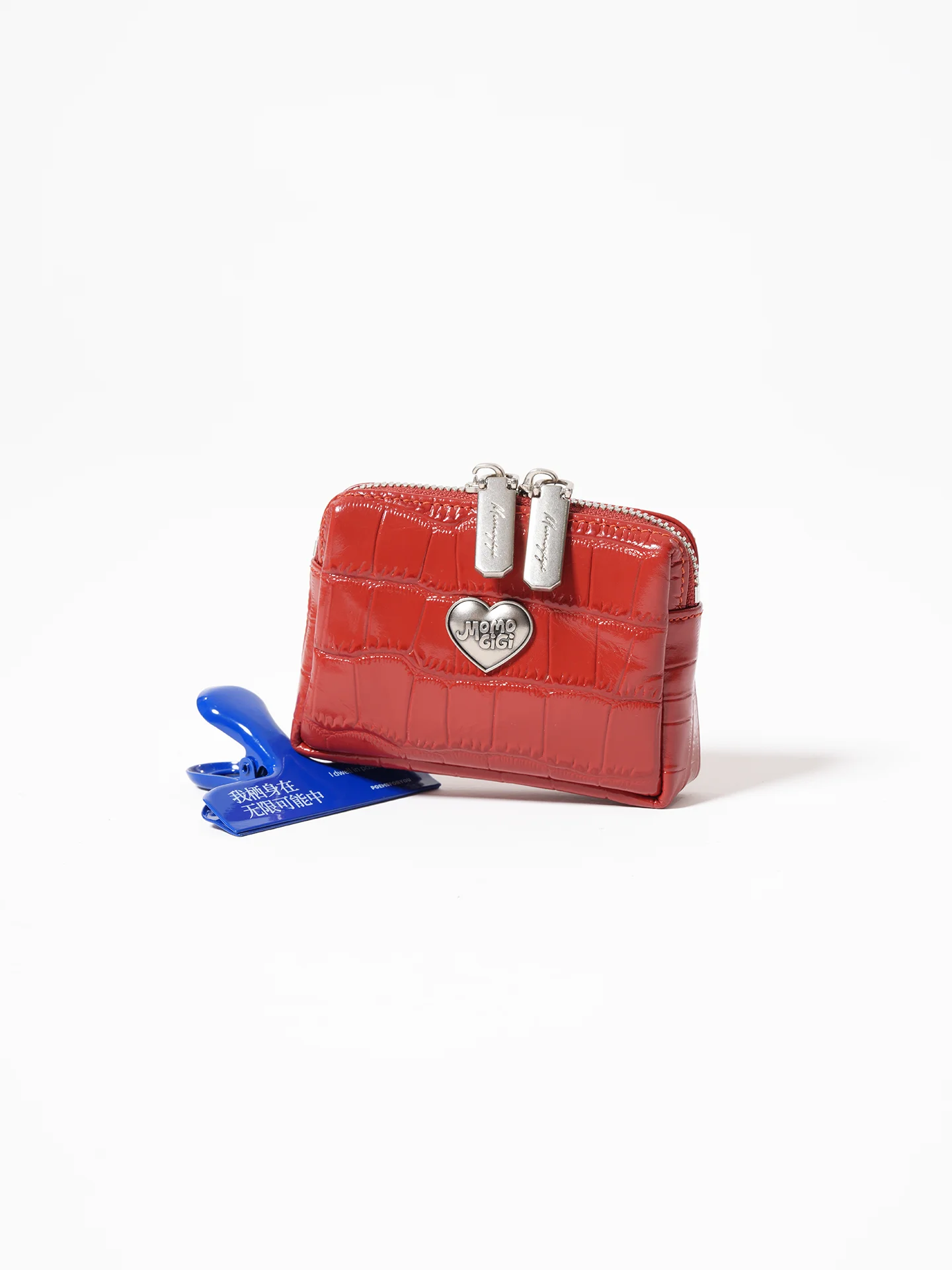Momogigi Large Capacity Crocodile Pattern Top Layer Cowhide Leather Wallet Envelope Card Holder Vintage Tomato Sauce Design