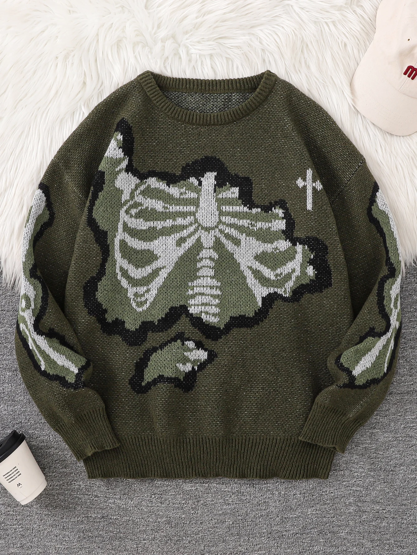 Herbst- und Winter-Pullover mit niedlichem Hundemotiv, doppelseitigem Jacquardmuster, lässiger Rundhals-Strickpullover für Herren, geeignet für den täglichen Gebrauch, Unisex-Oberbekleidung. – Detail 5