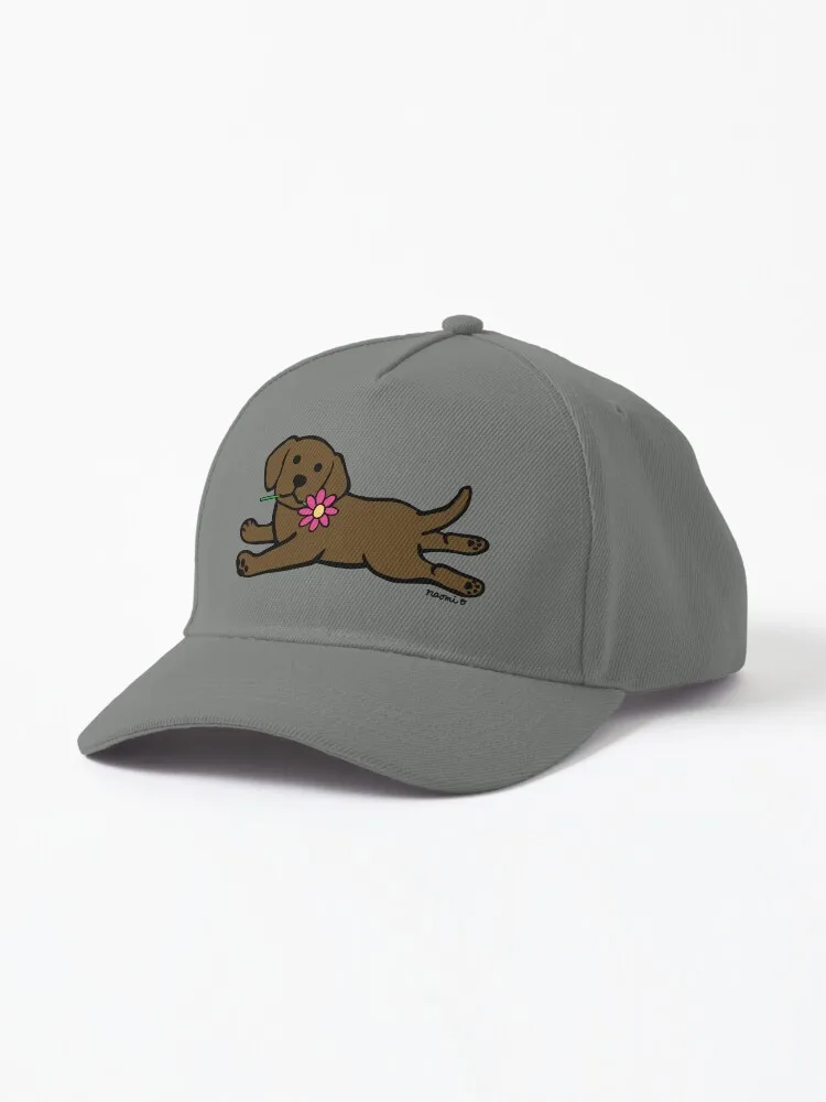 Chocolate Labrador Puppy And Daisy Cap For Men Women Summer Outdoor Sun Baseball Hats New Fashion Hat