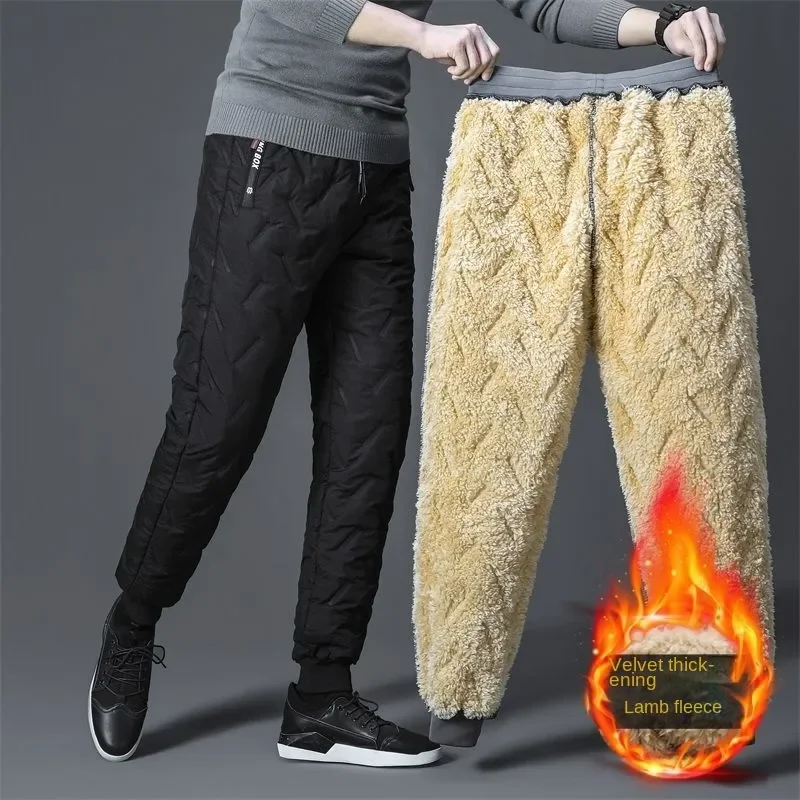 

Winter Lambswool Warm Pants Thicken Men Loose Jogger Fleece Pants casual Long Track Windproof Waterproof Thermal Trousers