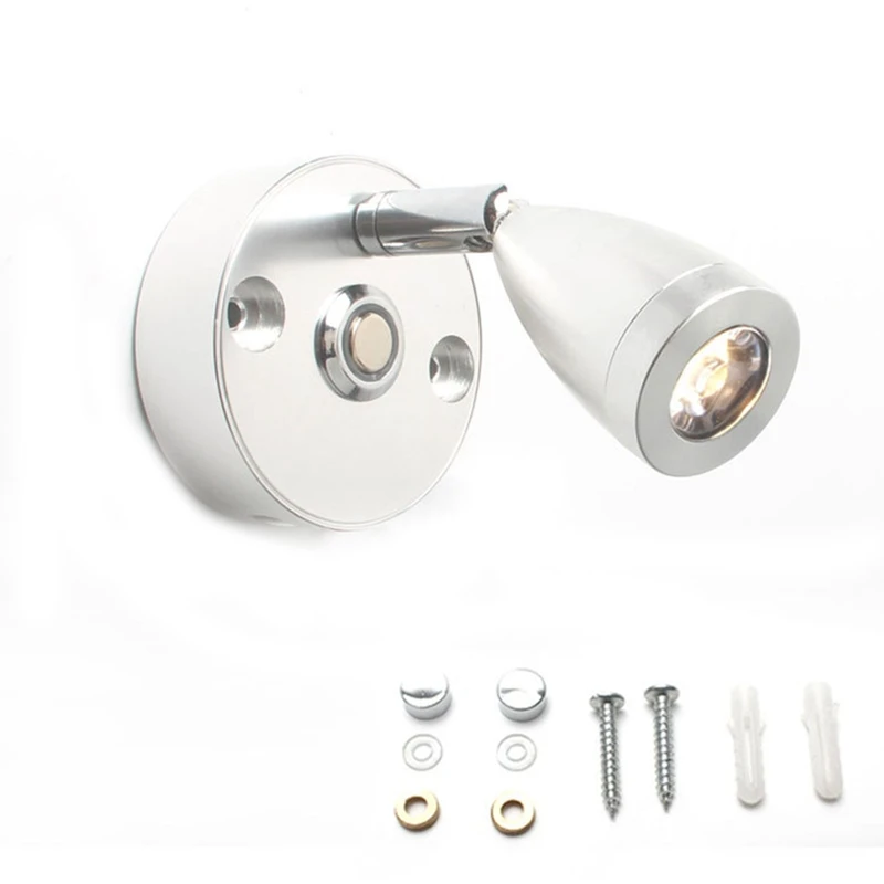 

Car Rotating Wall Light Touch Dimming RV Light Charging Port Boat Yacht RV Warm White (Silver)