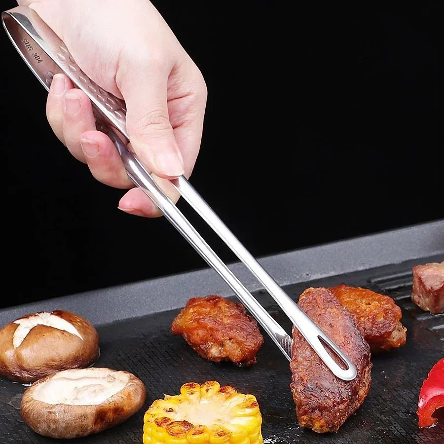 Long Stainless Steel Kitchen Tongs Non-Slip Heat Resistant for BBQ Grill Steak Seafood Buffet Salad Cooking Tools