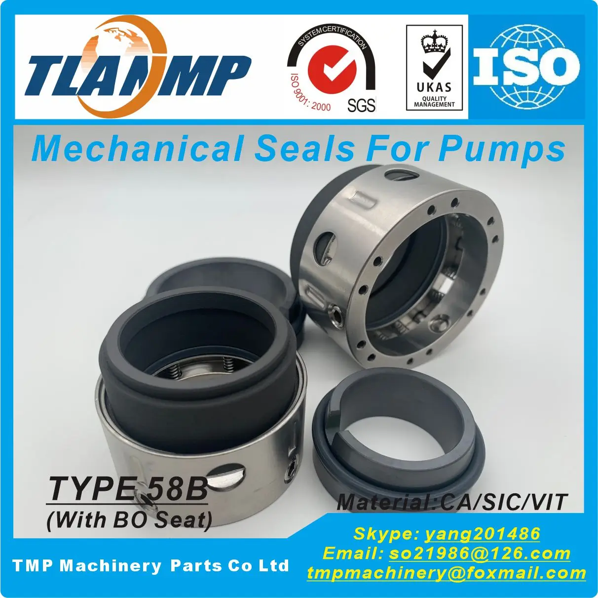 58B-45 , 0450/58B  TLANMP Mechanical Seals |Type 58B Balanced Type O-ring pusher Seal for Shaft Size 45/50mm Pumps