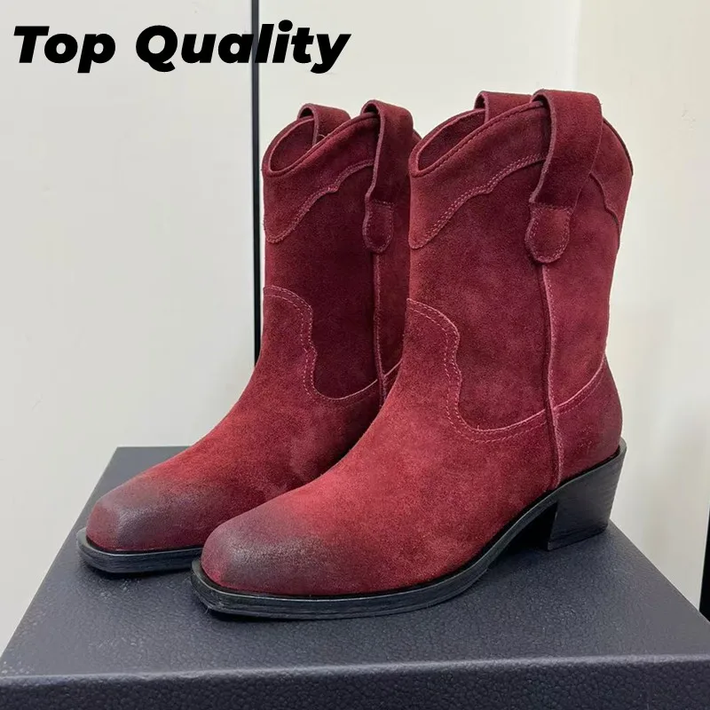 

Women's minimalist and sexy design elastic boots women's suede material fashionable elastic short boots