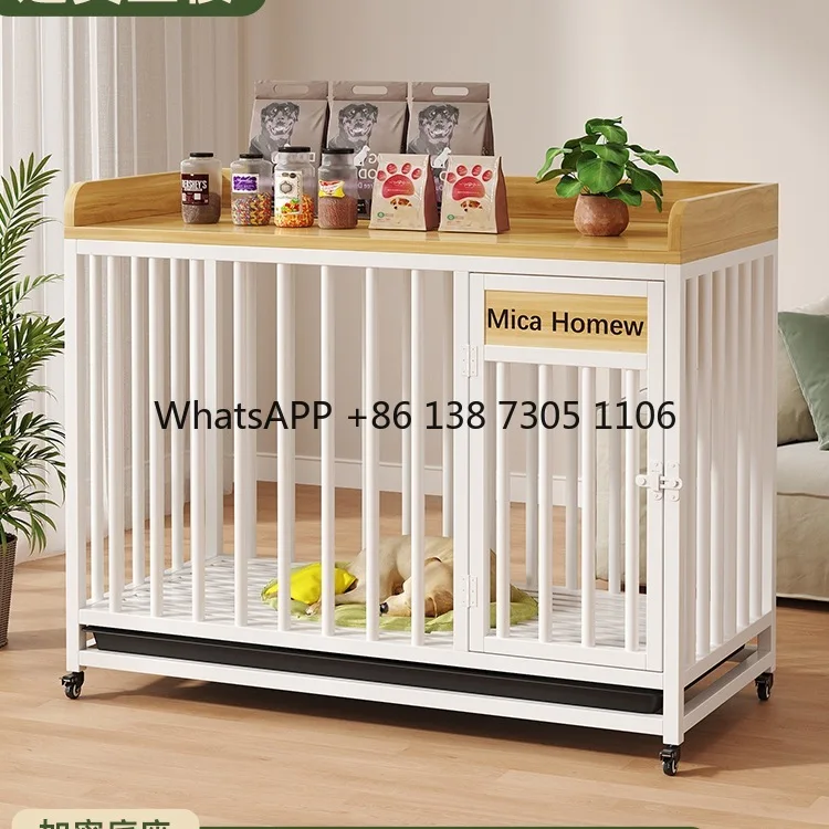 

Pet indoor dog cage with wheel household medium and large with toilet bold reinforcement luxury kennel villa other