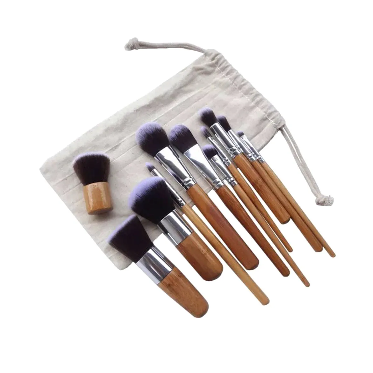 11Pcs Premium Synthetic Makeup Brush Set for Face Eyes Lips Cheeks Blending Contouring Sensitive Skin Friendly Cosmetics Brush