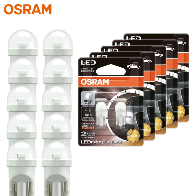 OSRAM T10 W5W 12V 1W 2825DW LEDriving SL EASE PLUS 6000K White LED Bulb Interior Light License Plate Lamp Signal Light 10/20 pcs