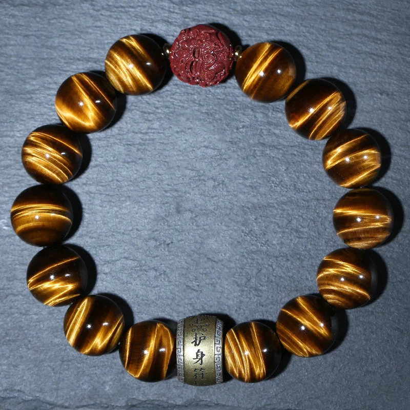Pattern Red Blue Yellow Tiger Eye Stone Men and Women Bracelet Hand String Jewelry