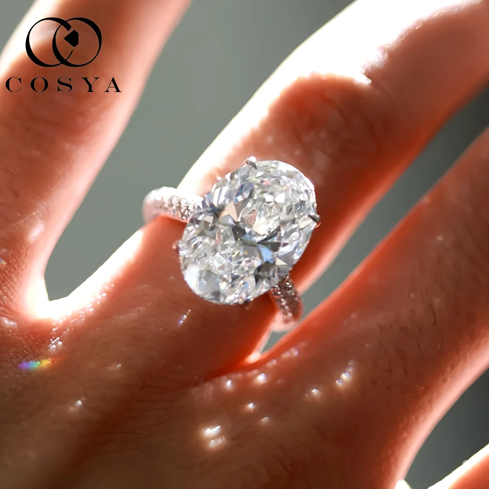 

COSYA 8CT 10*14 мм овальной огранки с полным муассанитом кольцо S925 серебро сверкающее GRA Lab обручальное кольцо с бриллиантами для женщин роскошные ювелирные изделия