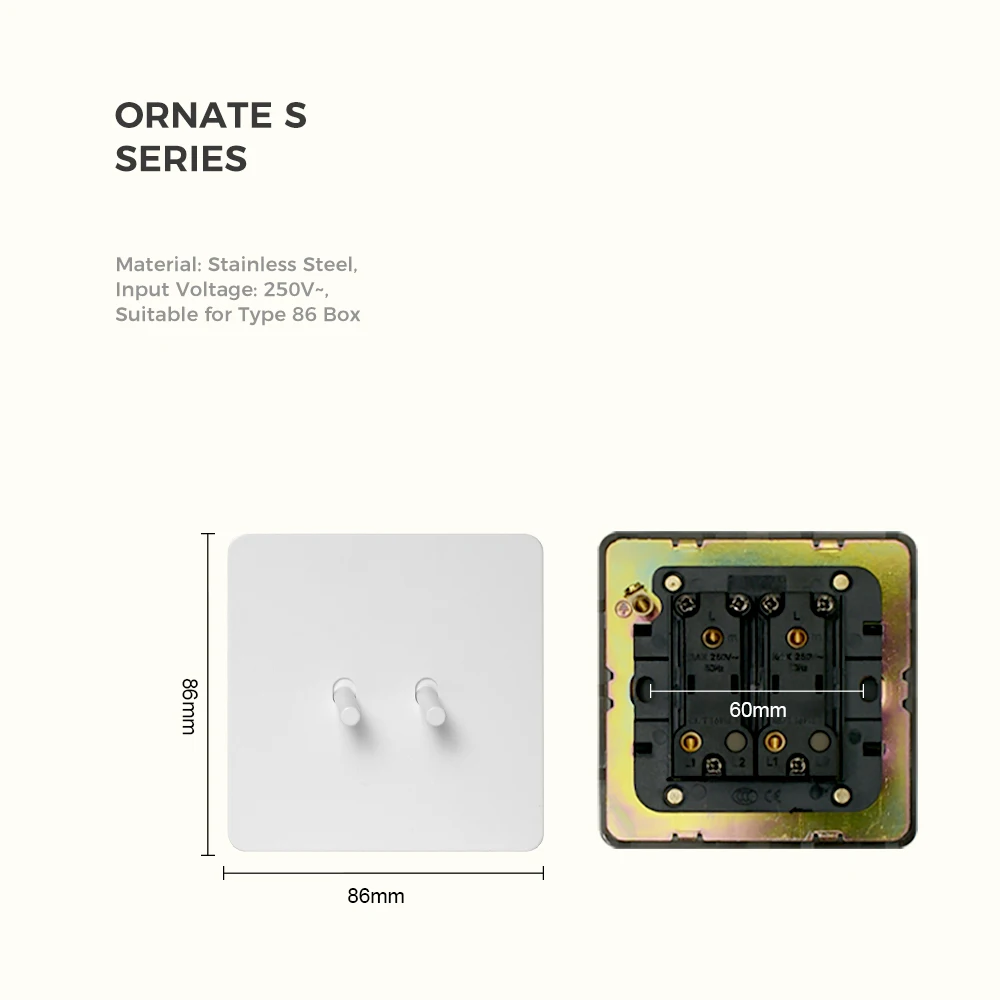 مقبس كهربائي مفاتيح فرن كهربائي جينرال مفاتيح كهربائية الألواح الجدارية سويتش كهرب مقابس كهربائيةمقبس طاقة تبديل جداري ، لوحة فولاذ مقاوم للصدأ ، منفذ شحن من النوع C ، اتجاهان ، أبيض غير لامع ، 16A ، منفذ قياسي الأوروب