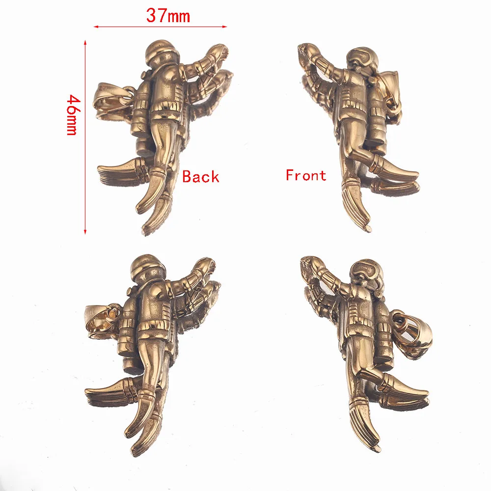 37*46 3D Brave Diver Charms 316L Stainless Steel Punk Pendants DIY Bracelet Jewelry Making Waterproof Necklace Hip Hop Crafts