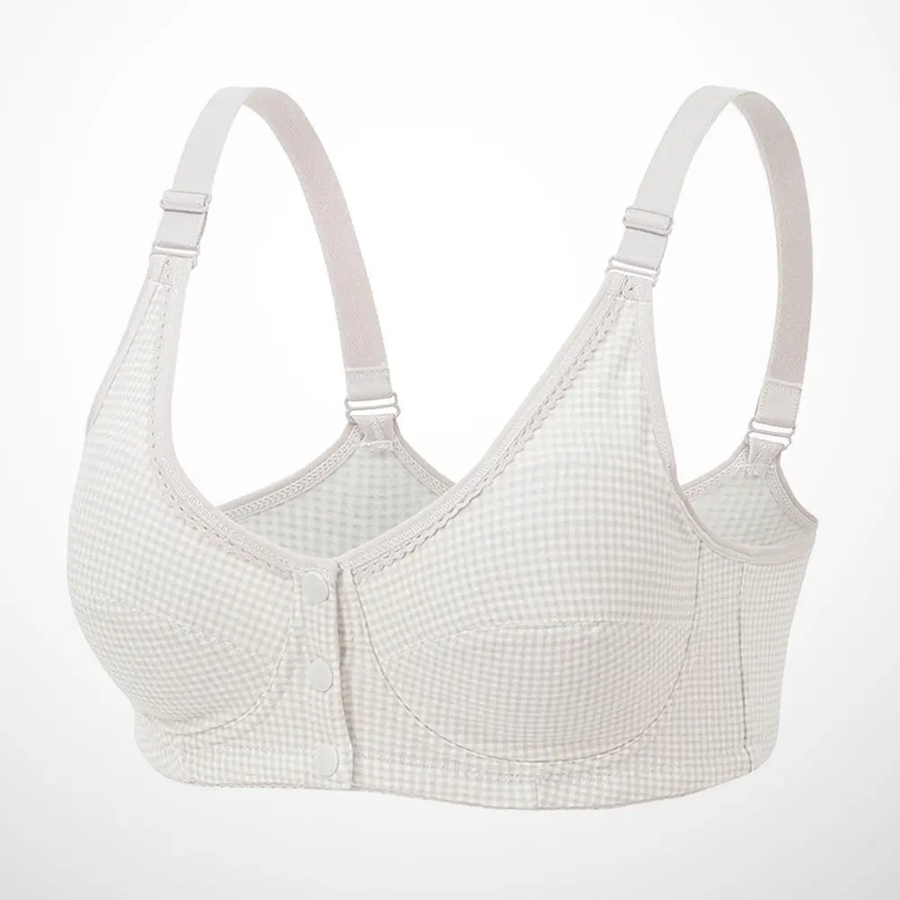 

Серый бюстгальтер для кормления в клетку с пуговицами спереди, бесшовный, дышащий, для беременных и кормящих мам, с регулируемыми бретелями, суперкомфортный, 95b