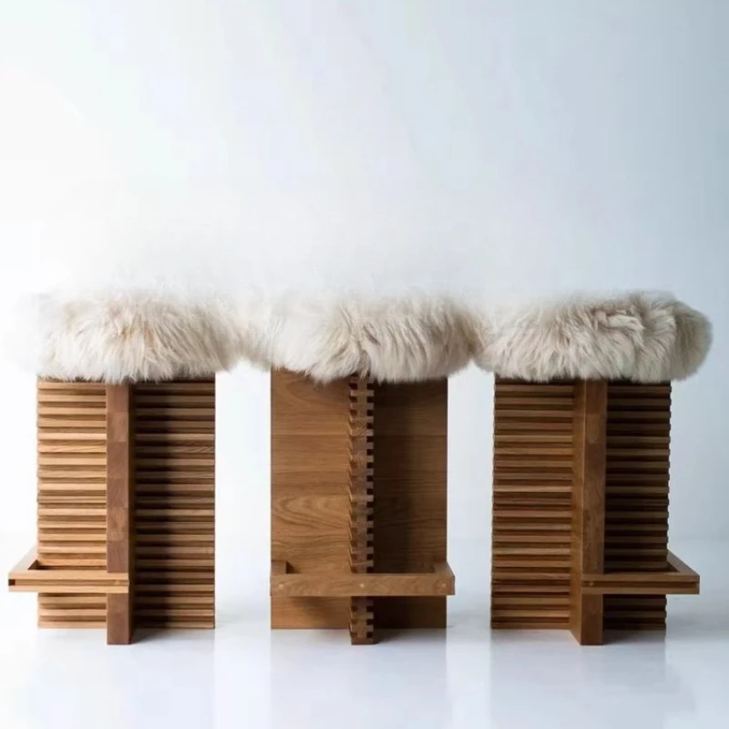 

Solid wood island bar chairs and stools household carved high-foot art high-end stools