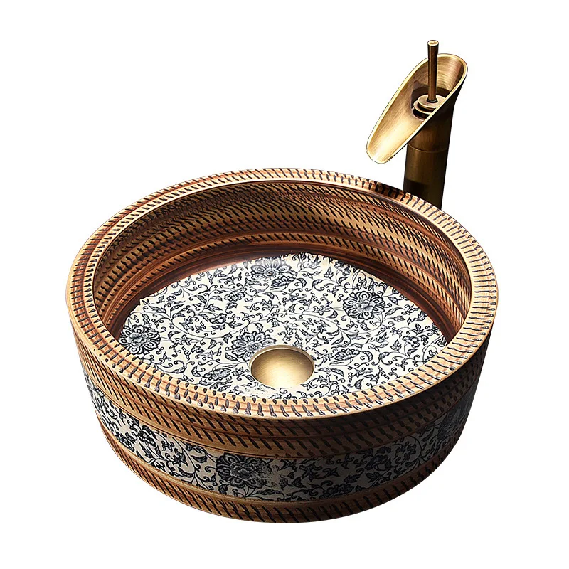 

Outdoor balcony ceramic wash basin single basin wash on the table toilet washbasin household