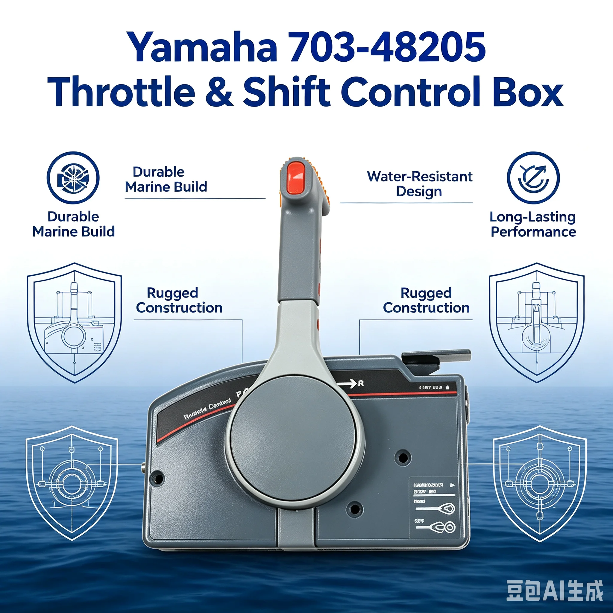 703-48205 Remote Control Box, Throttle & Shift Control Box Compatible with Yamaha, Hidea Outboard Motors