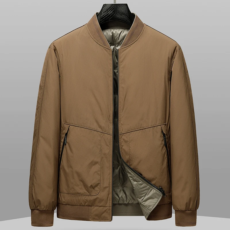 Casual Double-Sided Wearable Lightweight Men's Baseball Collar Duck Down Jackets New 2025 Autumn Winter Outwear Warm Puffer Coat