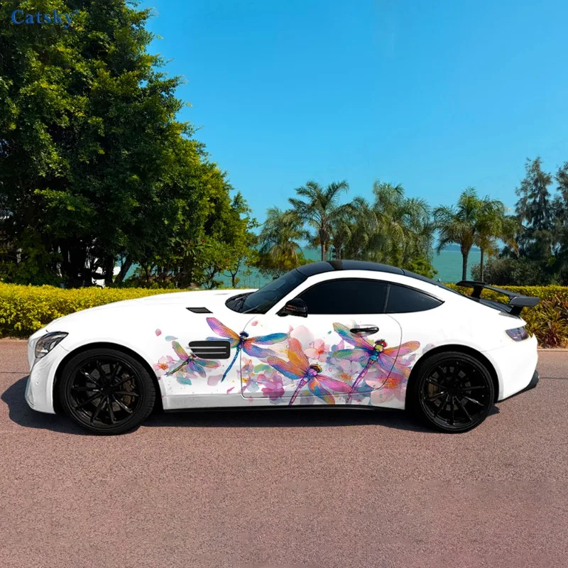 

Мечтательные красочные стрекозы, автомобильные виниловые наклейки, самоклеящаяся наклейка из ПВХ, подходит для грузовиков, внедорожников, декор, автоаксессуары, подарок