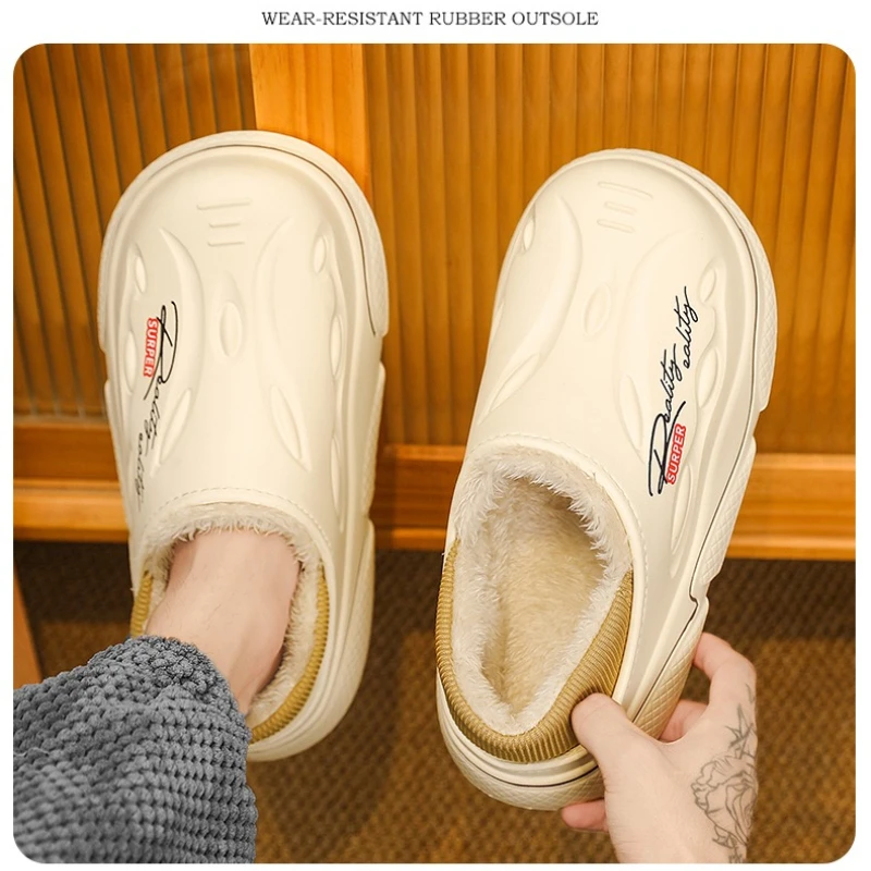 

Couple's Large-sized Form-fitting Simple Lightweight Anti-slip Casual Warm Fleece Silent Comfortable Home Cotton Mop