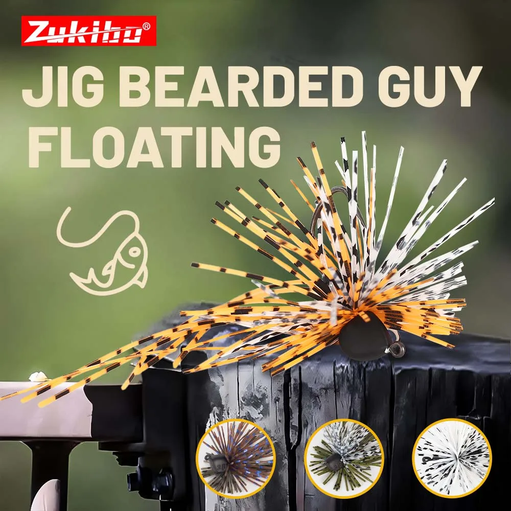 ZUKUBO Beard Lao Electric Rubber Device 1.0/1.8/2.5/3.5g Multivated Rubber Skirt Full Swimming Layer Single Bait Unique Hook