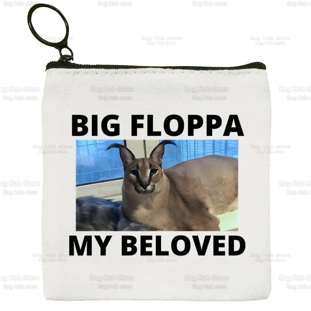 Big Floppa Canvas Coin Purse Custompattern Logo Cute Funny Cat Storage Pouch Canvas Bag New Coin Bag Key Coin Purse