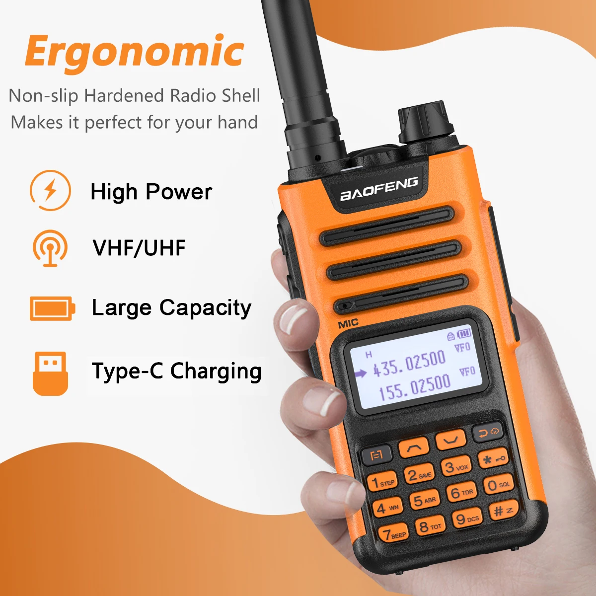 BaoFeng UV-13 PRO V2 10W Dual Band Walkie Talkie ประเภท-C 16KM ยาว UV13 pro เครื่องรับส่งสัญญาณวิทยุสองทาง