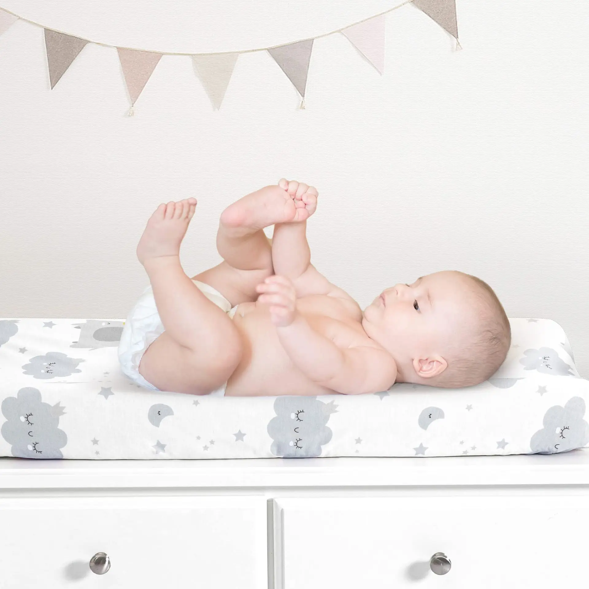 

2pcs Fitted Crib Sheet Set Soft Rayon Cotton Baby Changing Pad Cover Newborn Nursery Bedding for Infant Crib Mattress Protector