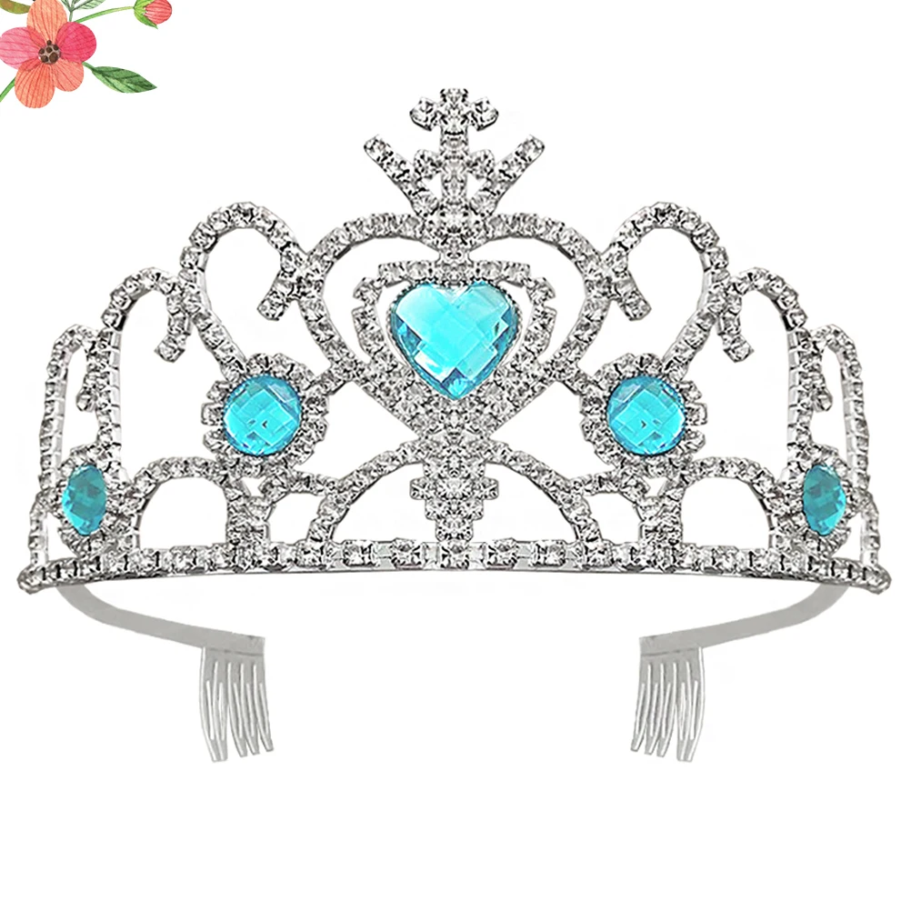 

Crystal Headdress Kids Rhinestone Tiara Blue Lightweight Durable Eye-Catching Party Birthday Prom Performance Decoration Girl