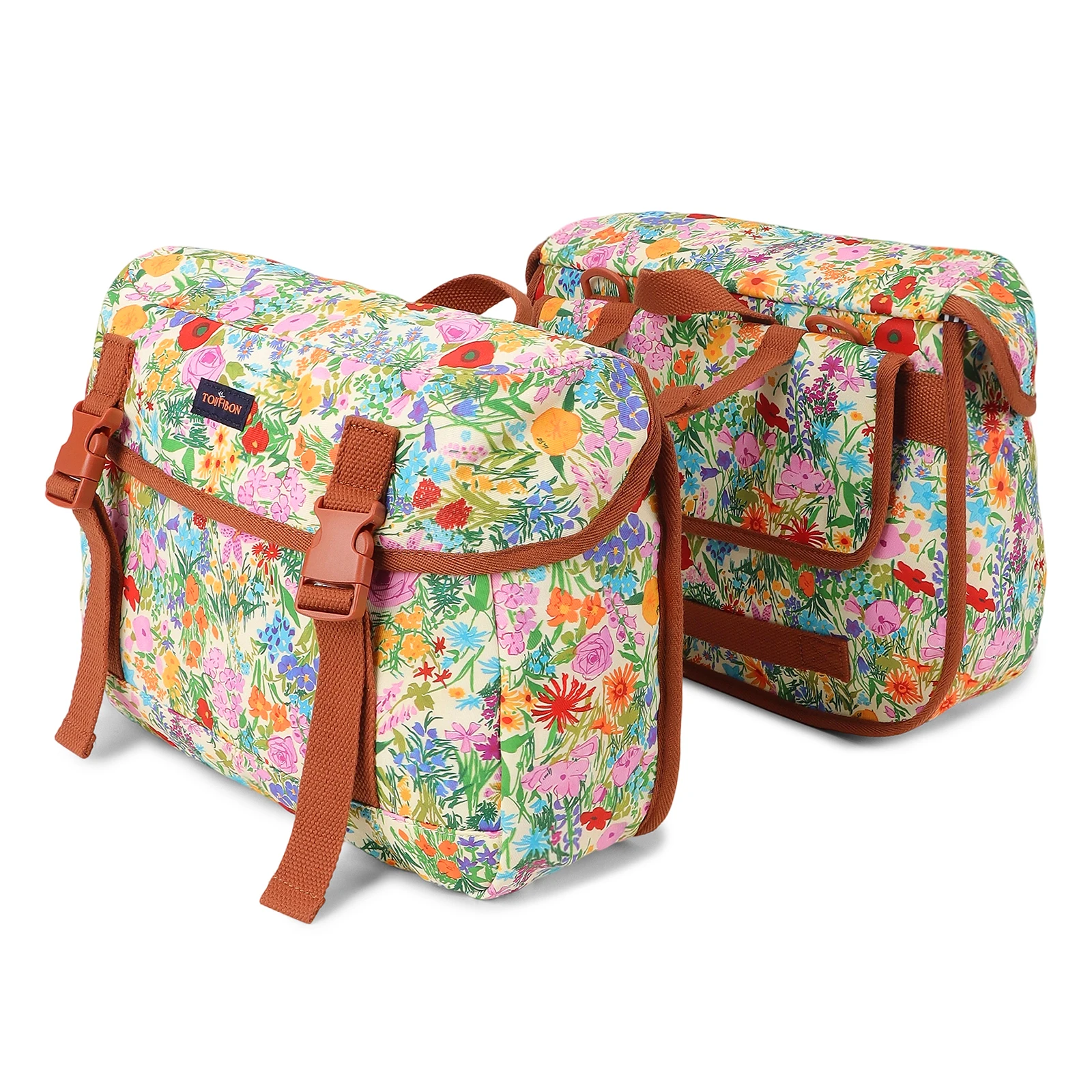 Tourbon Nylon Bicycle Twins Panniers, Large Capacity Bike Storage Bag with Shoulder Strap, Detachable as Crossbody Sling Bags