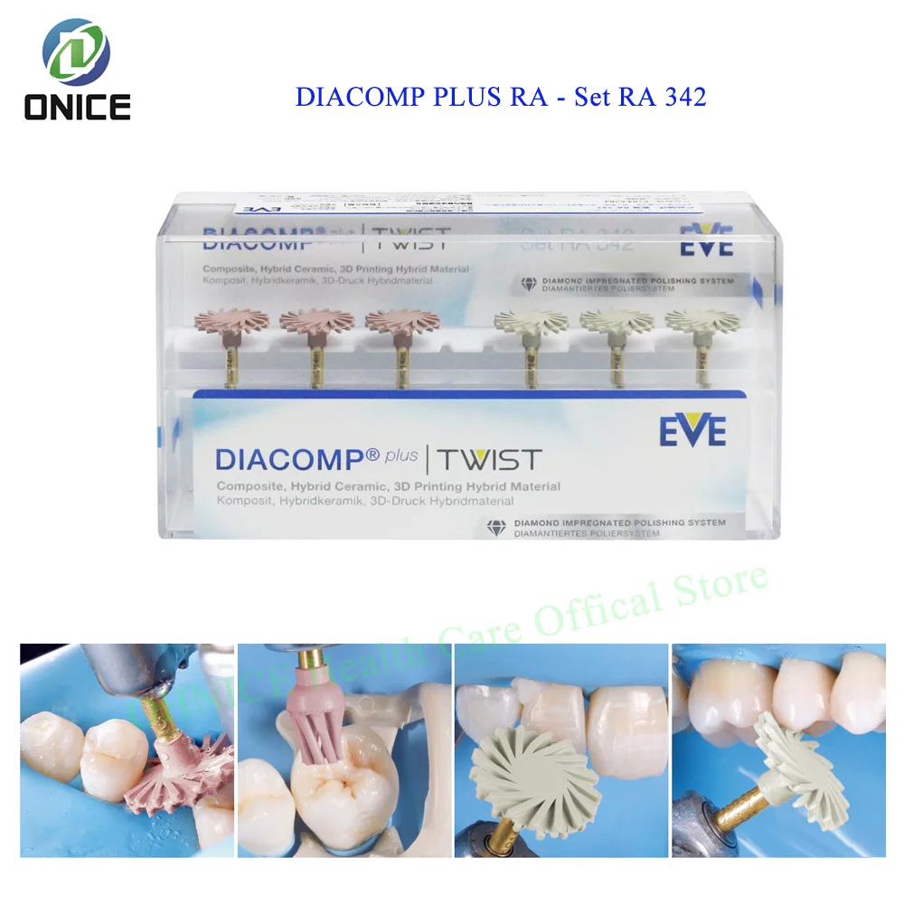 

6pcs/box Dental EVE Diacomp Plus Twist Polisher Kit RA 342, 2-step polishing system for high-shine on all composite materials