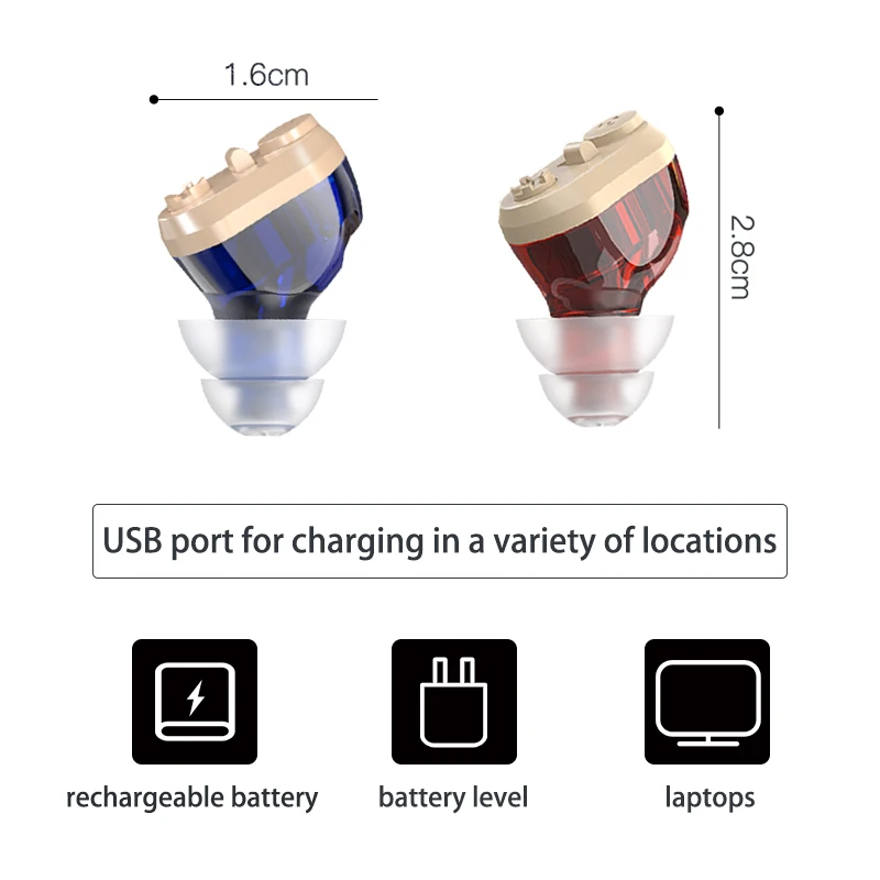 Wholesale Invisible Type-c Rechargeable Hearing Aid Price Manufacturer Sound Amplifier CIC Hearing Aid Amplifier Mini Ear