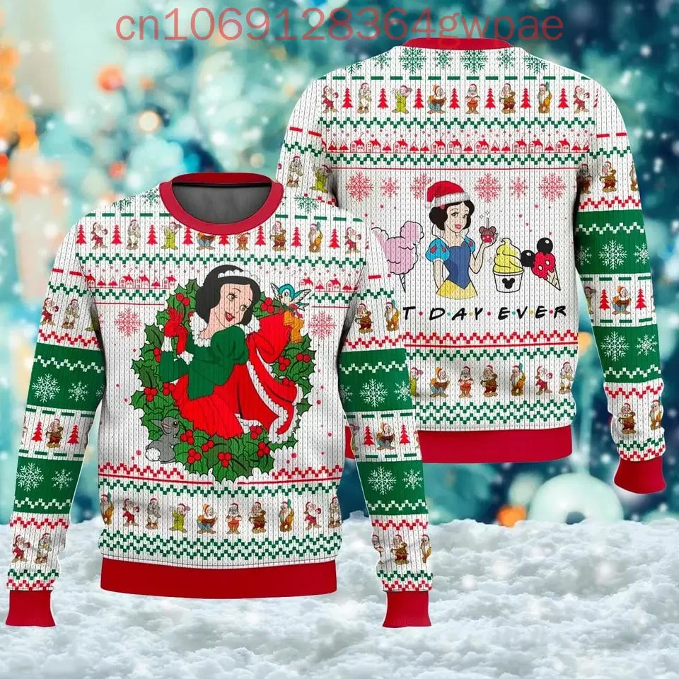 Snow White and 7 Dwarfs Christmas Sweater Men's Women's 3d Print Ugly Sweater Disney Princess Ugly Christmas Sweater Tops