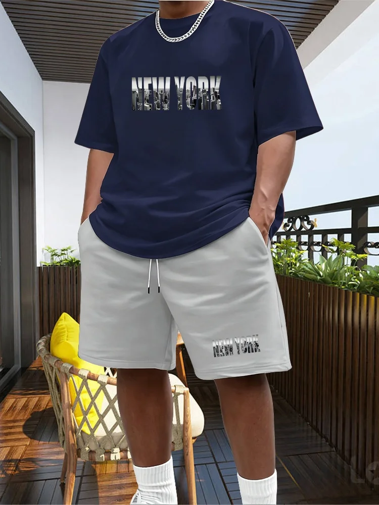 

New Summer Sportswear Men's Suit Fashion Two-Piece Sports Fitness Running Casual Quick Drying Short Sleeved Shorts Set Men