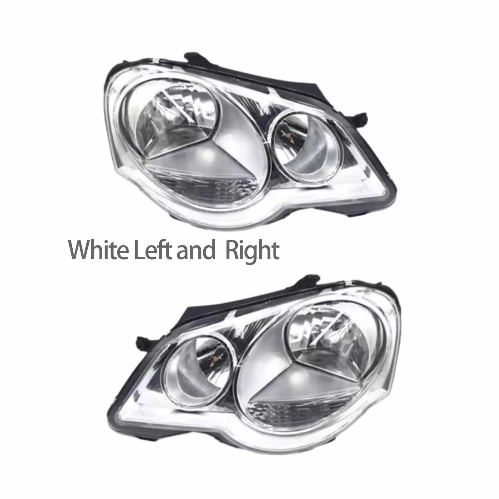 

2PCS For Volkswagen VW POLO 9N3 2006-2010 Car Front Bumper + Headlight + Fog Light White/Black Exterior Accessories Replacement