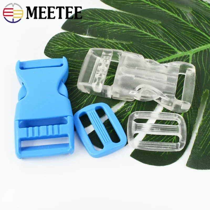 5/10/20Sets Plastic Release Closure Buckle For Strap Backpack Belt Ring Clasp Webbing Tri-Glide Slider Hooks Sewing Accessories