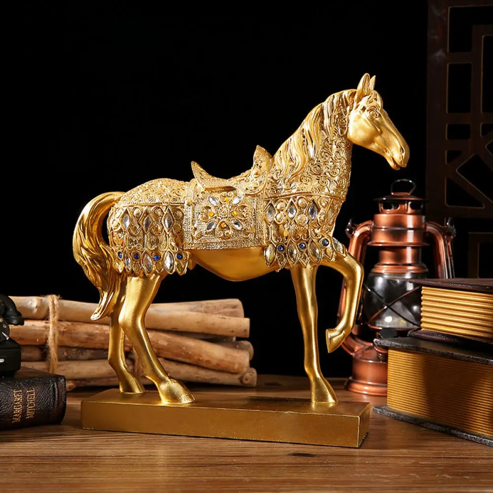 Decorative Resin Horse Figurine Modern Home Ornament Statue For Living Room Office Desk Luxury Business Opening Gift Idea