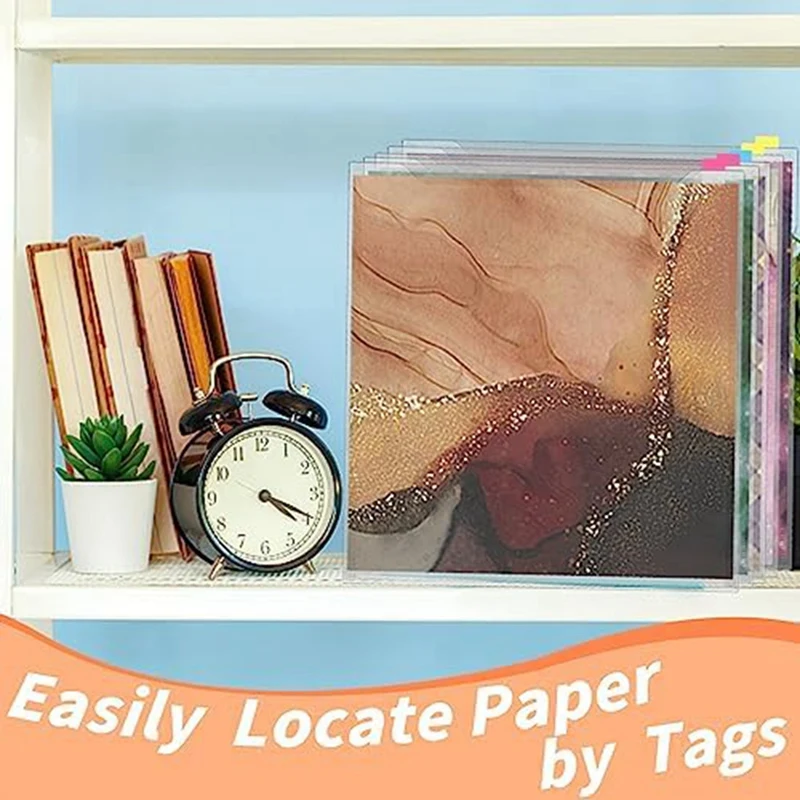 Top-12Piece Scrapbook Paper Storage Box For 30.48 X 30.45 Cm Papers With 60 Adhesive Index Tabs Waterproof Single Top Load