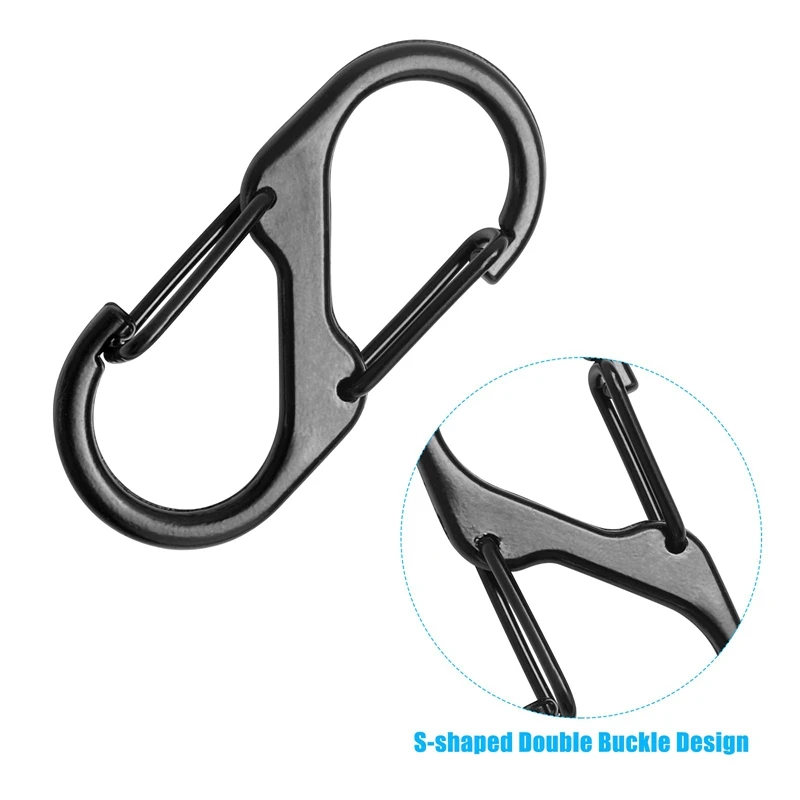 30PCS S-Shaped Carabiner,Small Ultra Lightweight Multi-Functional Keychain For Outdoor Camping Fishing Travel Climbing