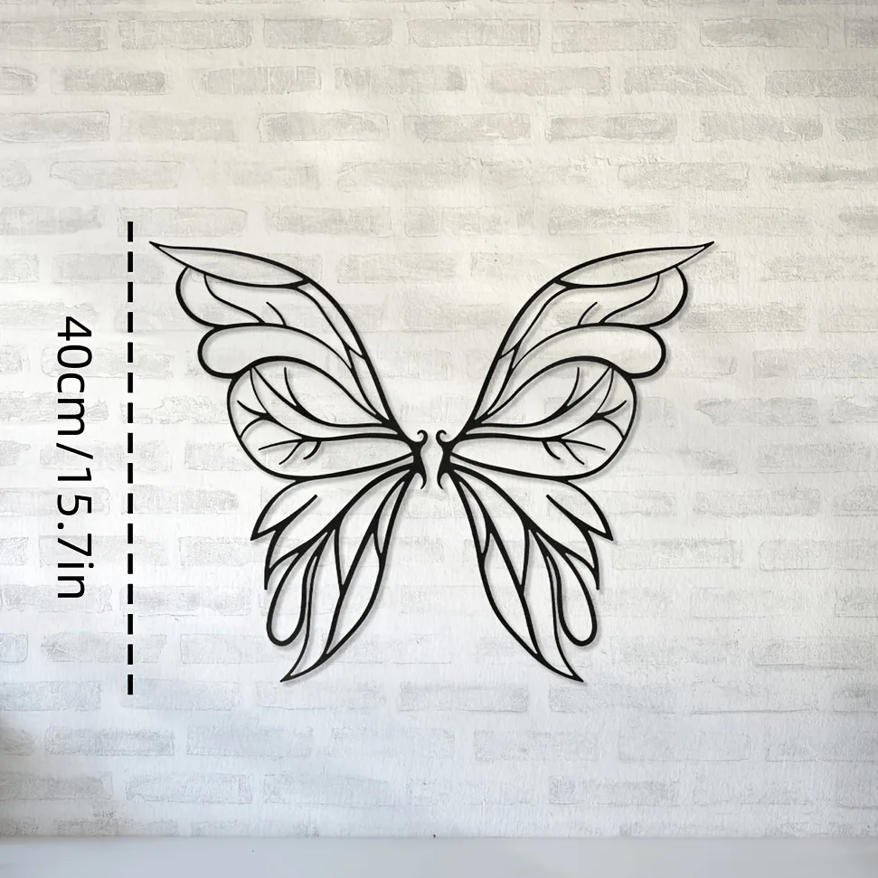 CIFBUY 2pcs Metal Butterfly Wings Wall Decor Black Gold Angel Wings Art Hanging for Home LivingRoom Bedroom WeddingHousewarming