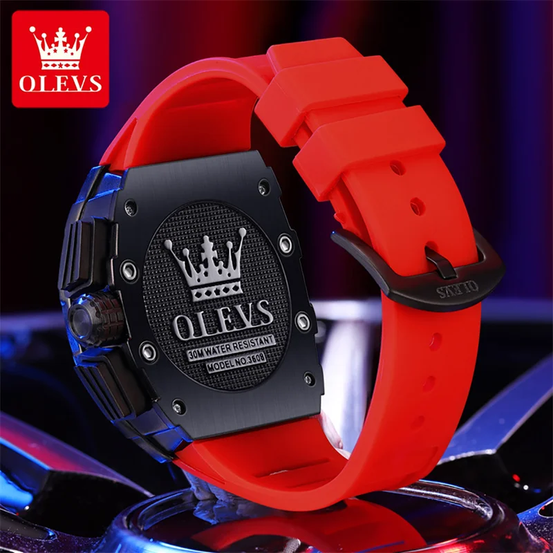 OLEVS Tonneau Shape Dial Men Luxury Brand Watch Calendar orologi impermeabili luminosi orologio da polso al quarzo da uomo Homme regalo da uomo